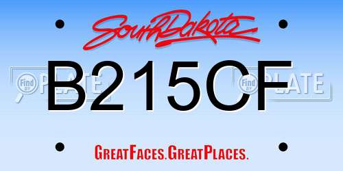 B215CF South Dakota License Plate