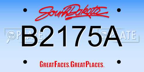 B2175A South Dakota License Plate