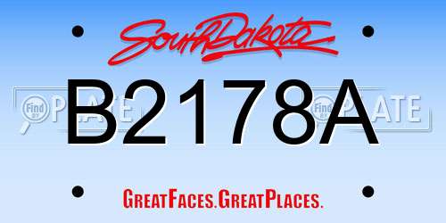 B2178A South Dakota License Plate