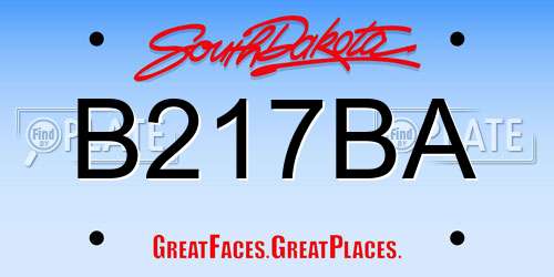 B217BA South Dakota License Plate