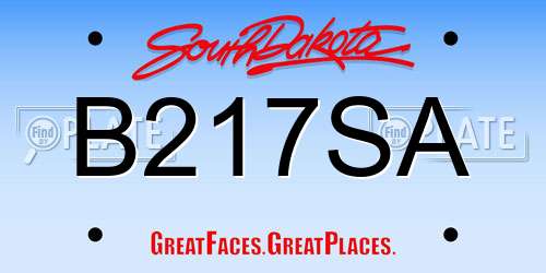 B217SA South Dakota License Plate