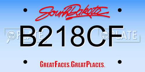 B218CF South Dakota License Plate