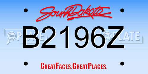 B2196Z South Dakota License Plate
