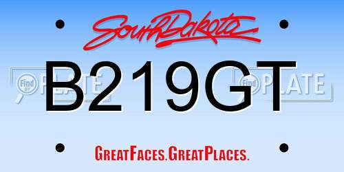 B219GT South Dakota License Plate