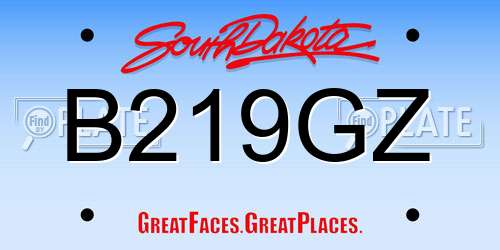 B219GZ South Dakota License Plate