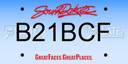 B21BCF South Dakota License Plate