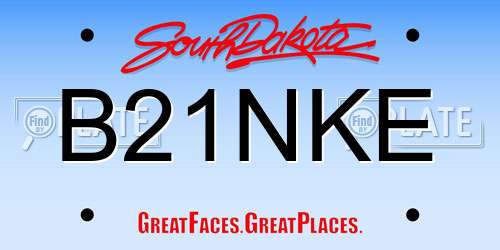 B21NKE South Dakota License Plate