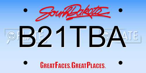 B21TBA South Dakota License Plate