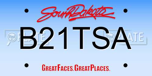 B21TSA South Dakota License Plate