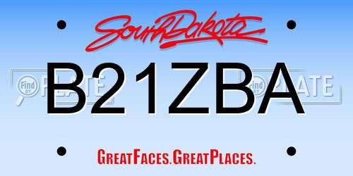 B21ZBA South Dakota License Plate