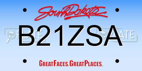 B21ZSA South Dakota License Plate