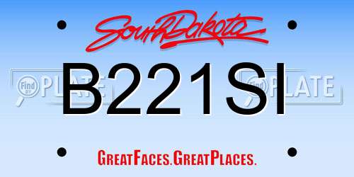 B221SI South Dakota License Plate
