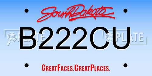 B222CU South Dakota License Plate