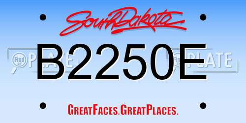 B2250E South Dakota License Plate