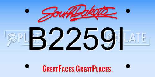 B2259I South Dakota License Plate