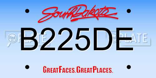 B225DE South Dakota License Plate