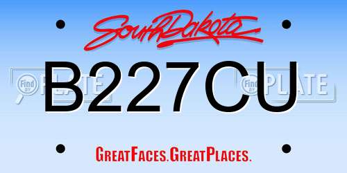 B227CU South Dakota License Plate