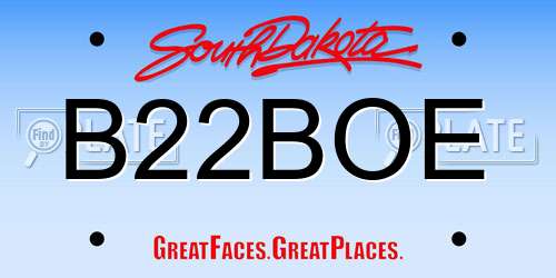 B22BOE South Dakota License Plate