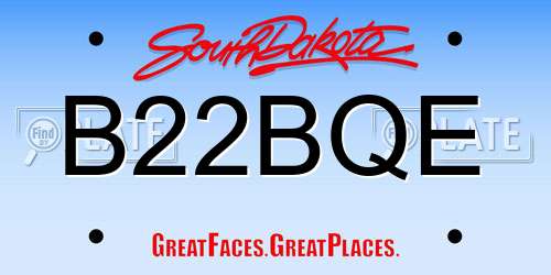 B22BQE South Dakota License Plate