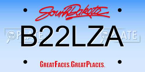 B22LZA South Dakota License Plate
