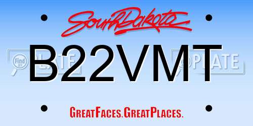 B22VMT South Dakota License Plate