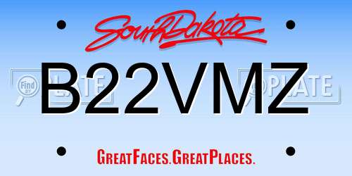 B22VMZ South Dakota License Plate