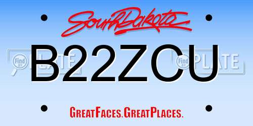 B22ZCU South Dakota License Plate