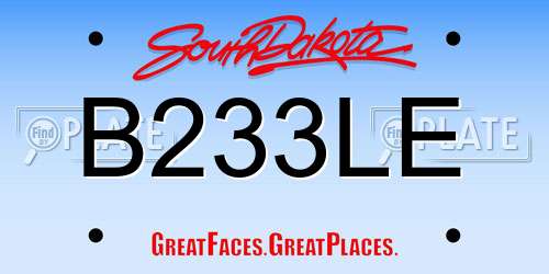 B233LE South Dakota License Plate