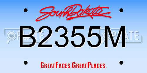 B2355M South Dakota License Plate