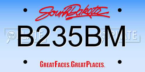 B235BM South Dakota License Plate
