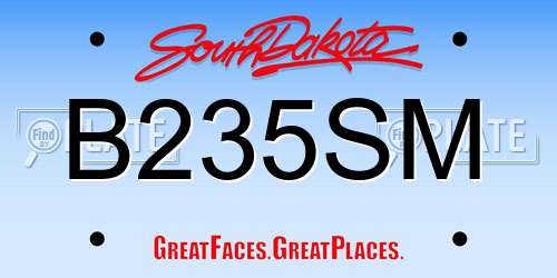 B235SM South Dakota License Plate