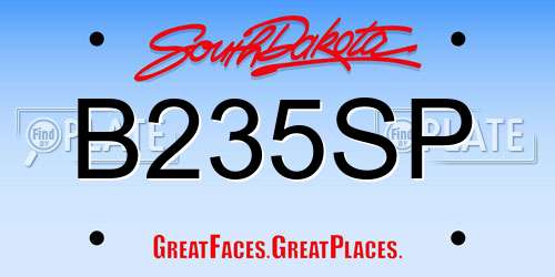 B235SP South Dakota License Plate