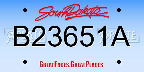 B23651A South Dakota License Plate