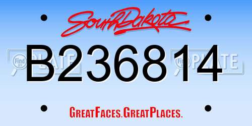 B236814 South Dakota License Plate