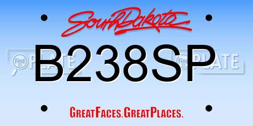 B238SP South Dakota License Plate
