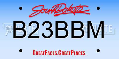 B23BBM South Dakota License Plate