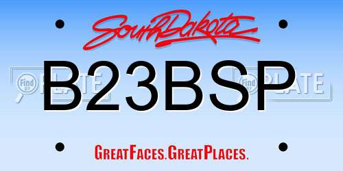 B23BSP South Dakota License Plate