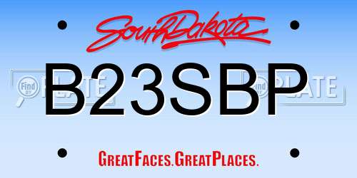 B23SBP South Dakota License Plate