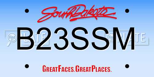 B23SSM South Dakota License Plate