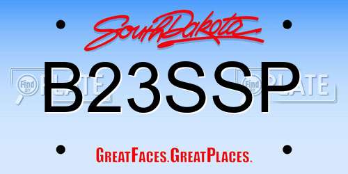 B23SSP South Dakota License Plate