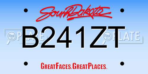 B241ZT South Dakota License Plate