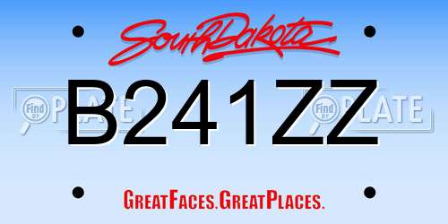 B241ZZ South Dakota License Plate