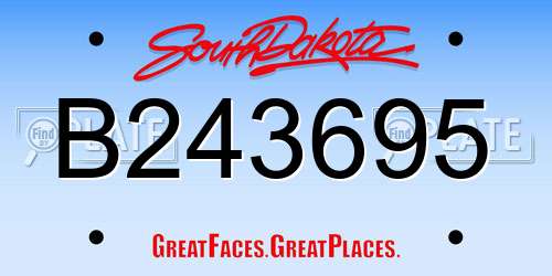 B243695 South Dakota License Plate