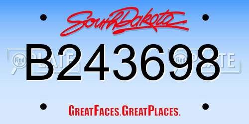 B243698 South Dakota License Plate