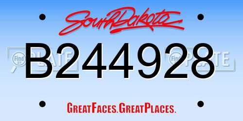 B244928 South Dakota License Plate