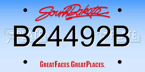 B24492B South Dakota License Plate