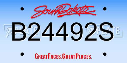 B24492S South Dakota License Plate