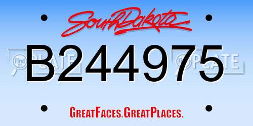 B244975 South Dakota License Plate