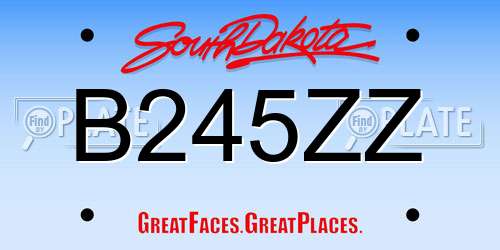 B245ZZ South Dakota License Plate