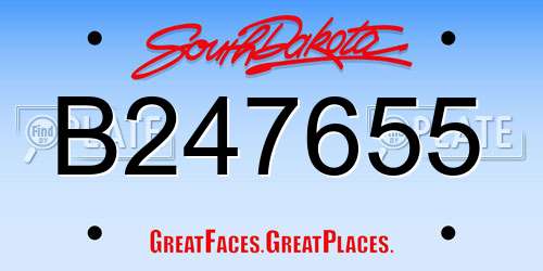 B247655 South Dakota License Plate